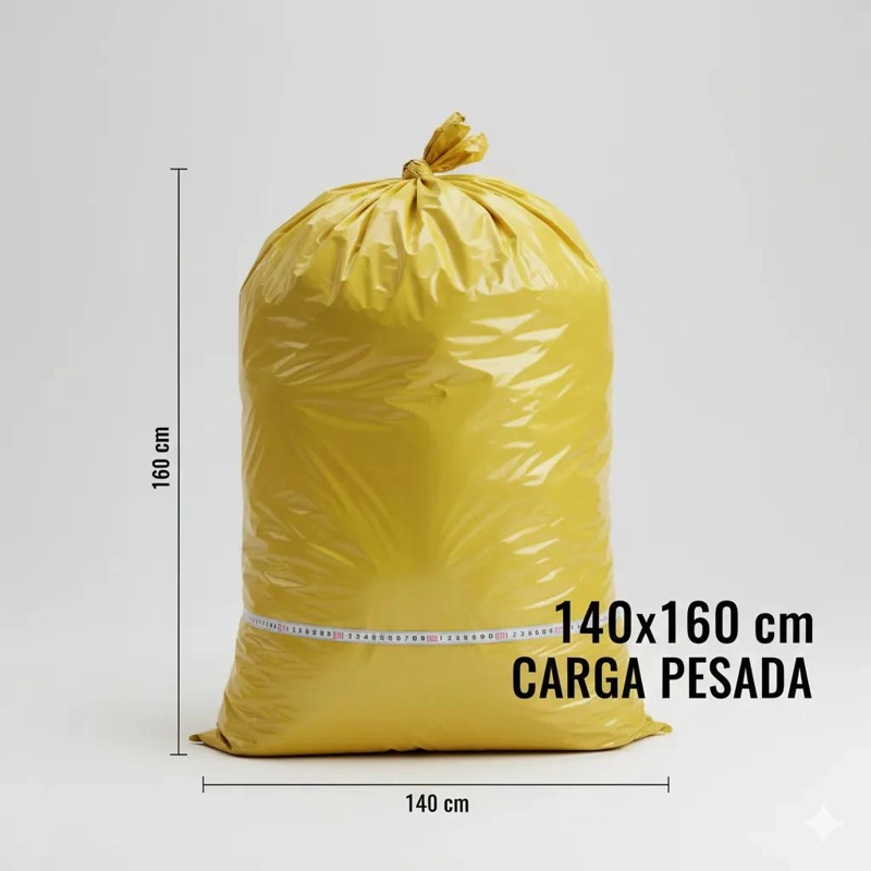 BOLSA DE BASURA AMARILLA CARGA PESADA 140X160 CM PACK 10 UNIDADES - 2