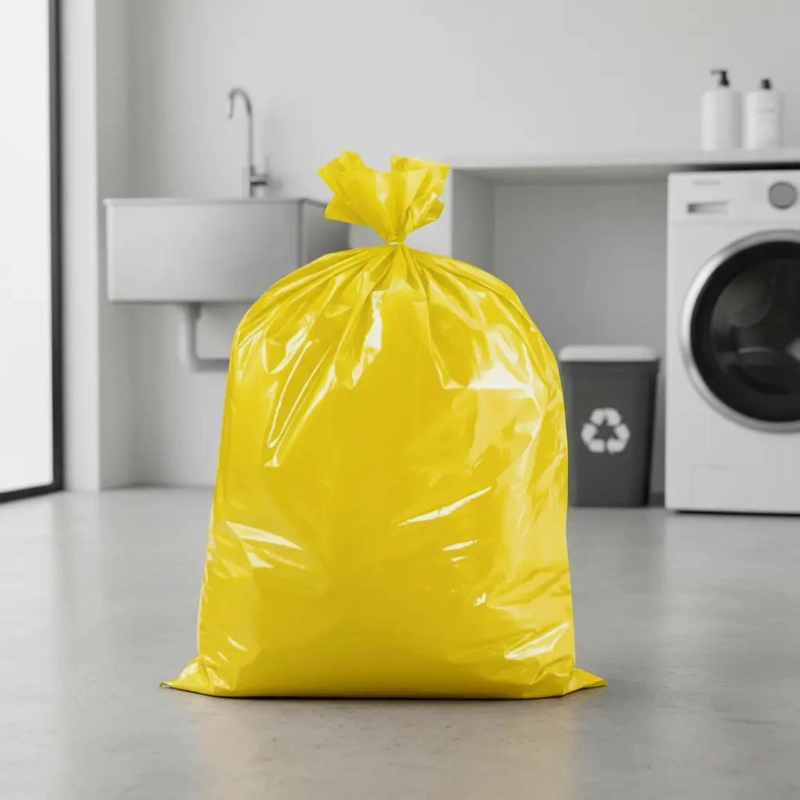 BOLSA DE BASURA AMARILLA CARGA PESADA 140X160 CM PACK 10 UNIDADES - 3