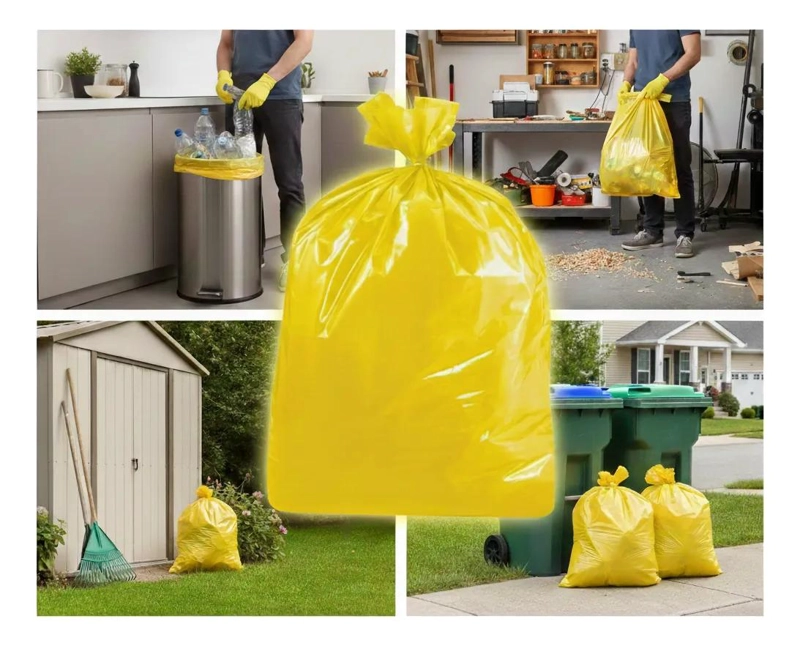 BOLSA DE BASURA AMARILLA CARGA PESADA 140X160 CM PACK 10 UNIDADES - 9