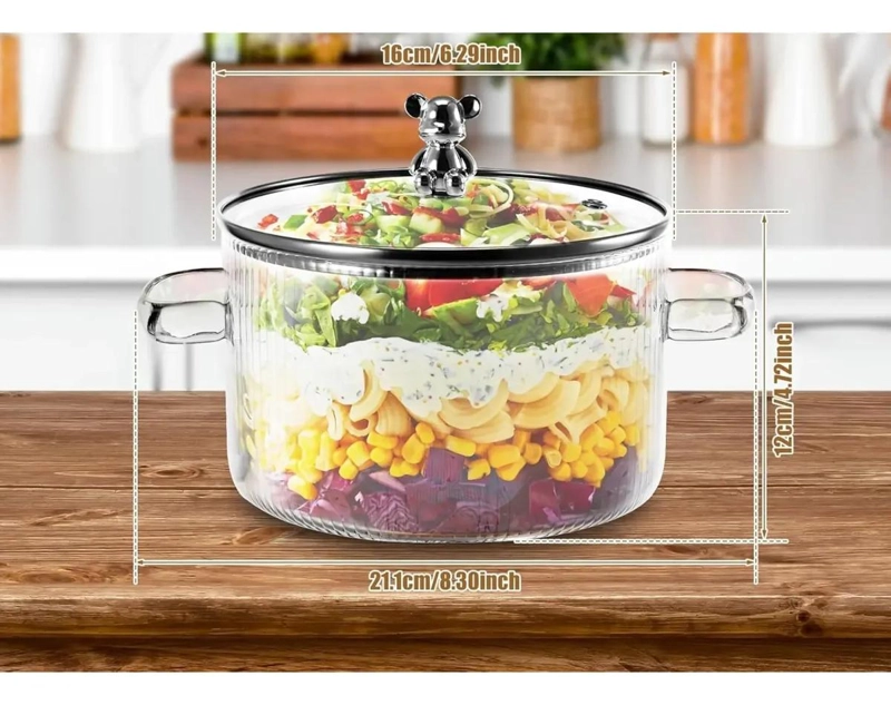 OLLA DE VIDRIO BOROSILICATO 1.8 LITROS CON TAPA ELEGANTE - 4