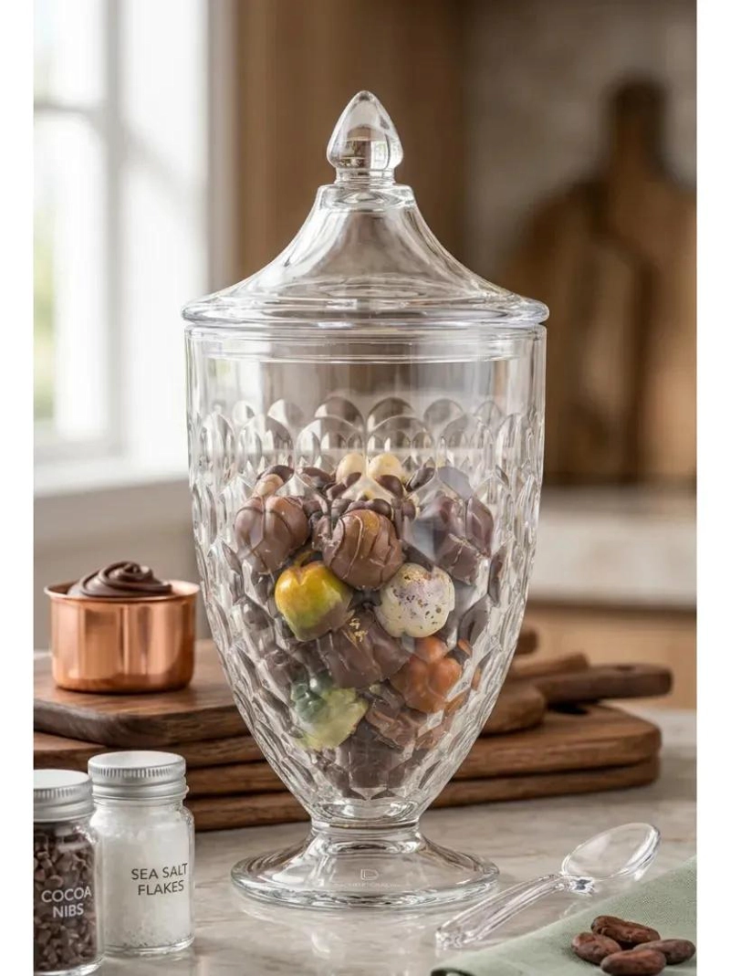 BOMBONERA CARAMELERA DE VIDRIO ELEGANTE 800ML - 3