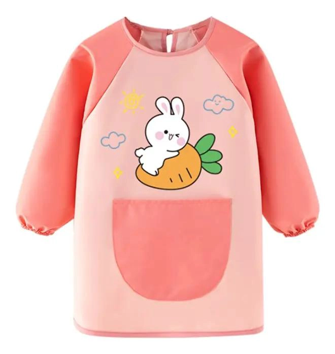 DELANTAL IMPERMEABLE ROSA PARA NIÑOS CON BOLSILLOS - 1