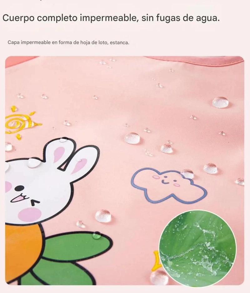 DELANTAL IMPERMEABLE ROSA PARA NIÑOS CON BOLSILLOS - 5