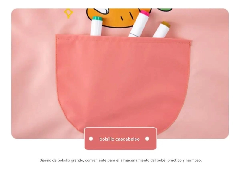 DELANTAL IMPERMEABLE ROSA PARA NIÑOS CON BOLSILLOS - 8