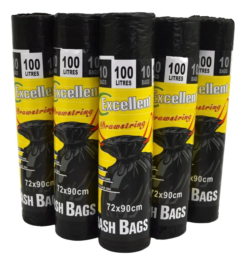 PACK DE 30 BOLSAS NEGRAS PARA BASURA CON CORDON 72X90CM - 1
