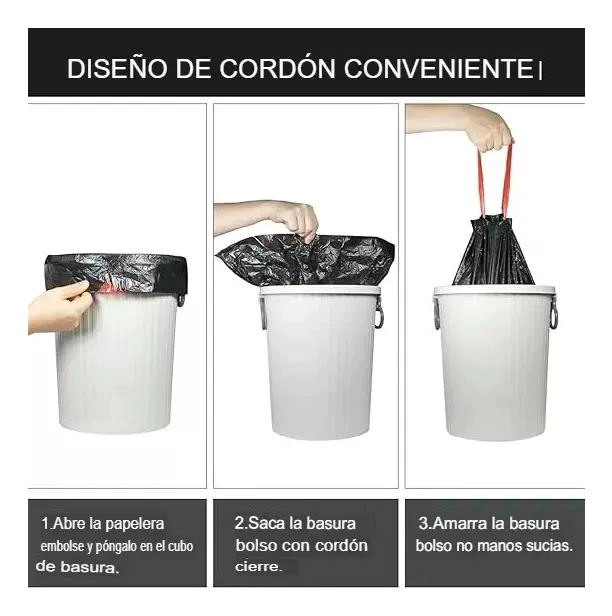PACK DE 30 BOLSAS NEGRAS PARA BASURA CON CORDON 72X90CM - 3