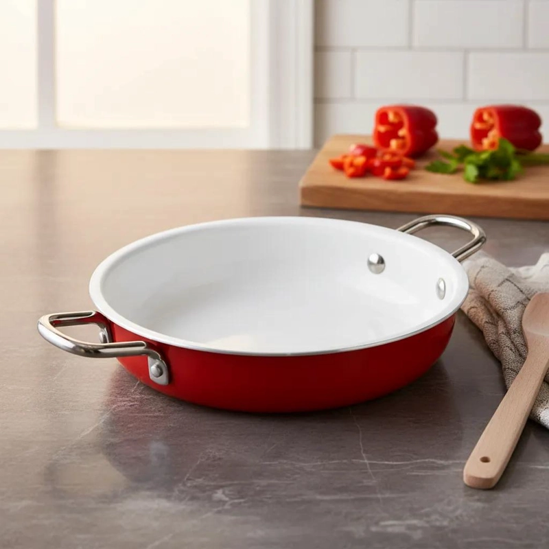 PAILA ENLOZADA ROJA DE 16 CM PARA COCINAR CON ESTILO - 2