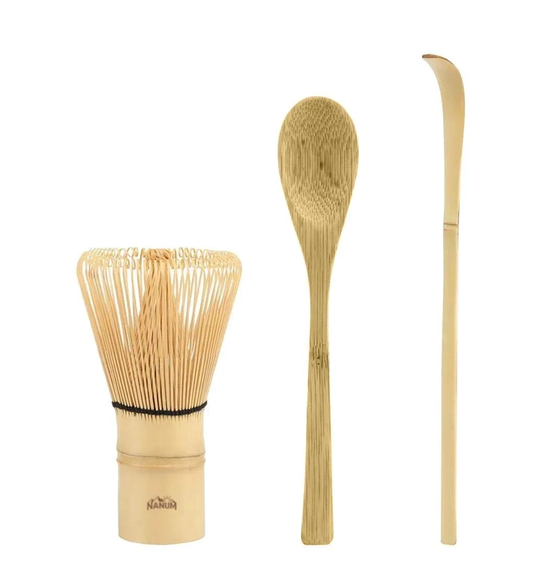 JUEGO DE TE  MATCHA JAPONE S CON UTENSILIOS DE BAMBU NATURAL - 1