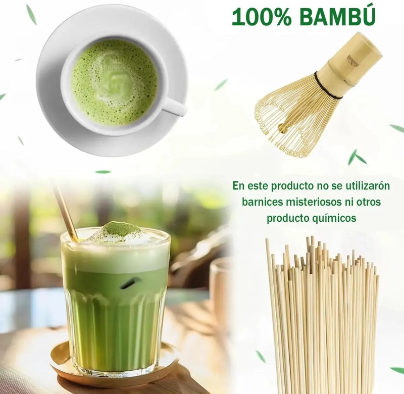 JUEGO DE TE  MATCHA JAPONE S CON UTENSILIOS DE BAMBU NATURAL - 3