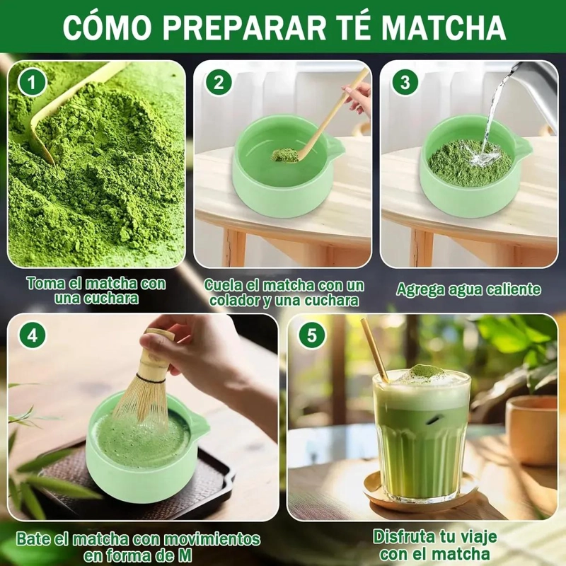 JUEGO DE TE  MATCHA JAPONE S CON UTENSILIOS DE BAMBU NATURAL - 4