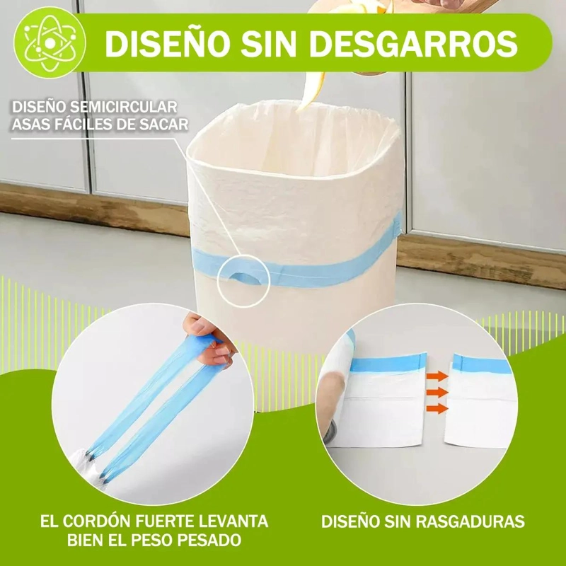 BOLSAS DE BASURA BIODEGRADABLES CON CORDON Y ASA - 4