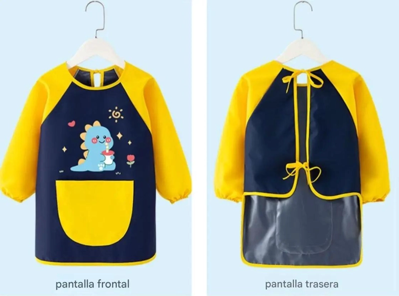 DELANTAL IMPERMEABLE AJUSTABLE PARA NIÑOS CON BOLSILLOS - 3