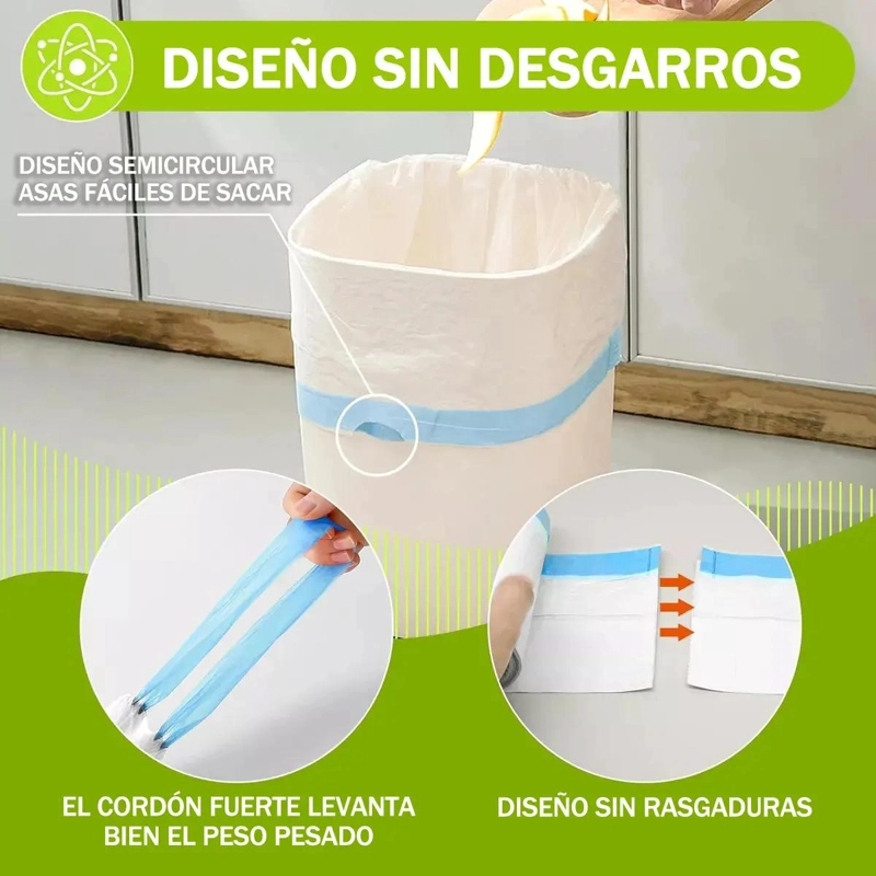 BOLSAS BIODEGRADABLES CON CORDON PARA BASURA 50X55 CM 20 UNIDADES - 5