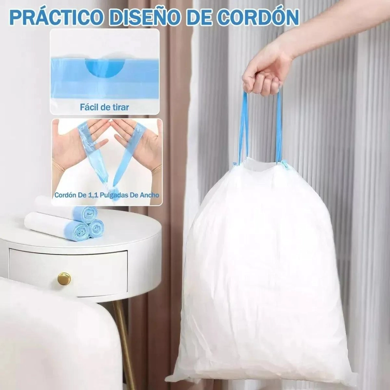 BOLSAS BIODEGRADABLES DE BASURA CON CORDON 50X55 CM 20 UNIDADES - 4