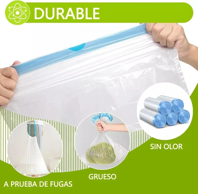 BOLSA DE BASURA BIODEGRADABLE CON CORDON 50X55 CM 100 UNIDADES - 4