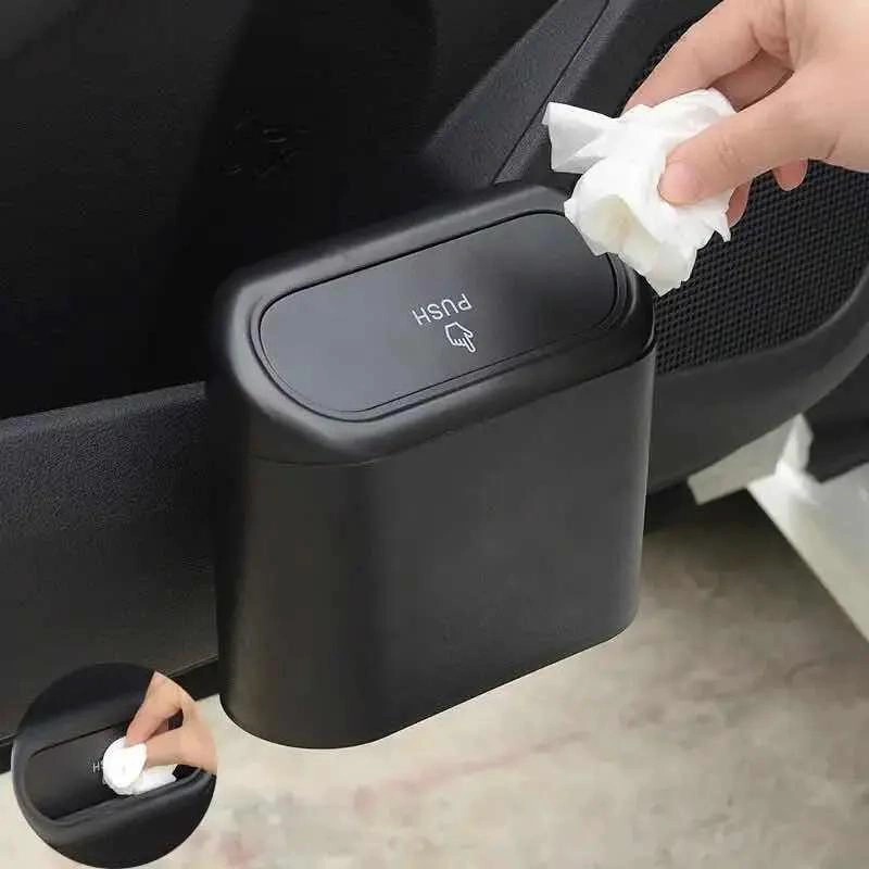 BASURERO PORTATIL CON TAPA PARA MANTENER EL AUTO LIMPIO - 2