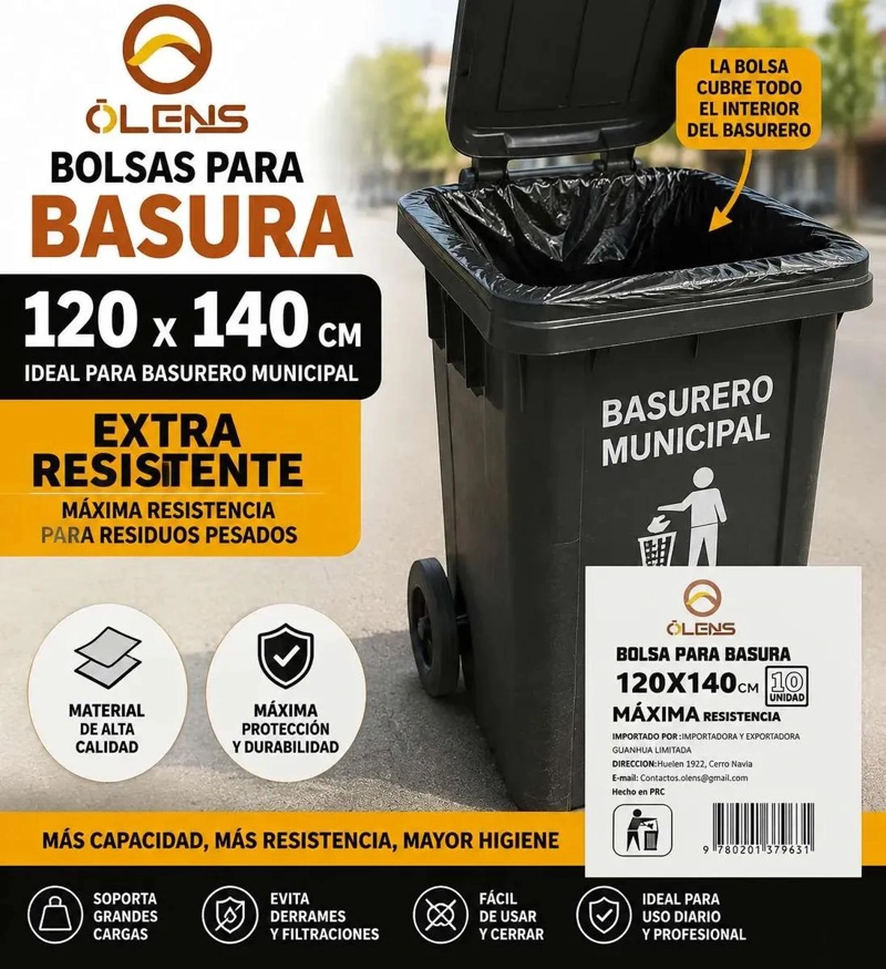 BOLSA DE BASURA NEGRA 120X140CM PACK DE 10 UNIDADES - 2