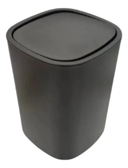 CESTO DE BASURA NEGRO CON TAPA ABATIBLE DE 26X20 CM - 1