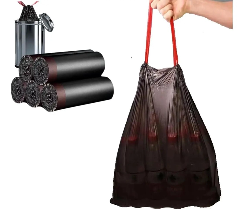 BOLSA DE BASURA PEQUEÑA CON CORDON 60X50 CM PARA HOGAR - 1