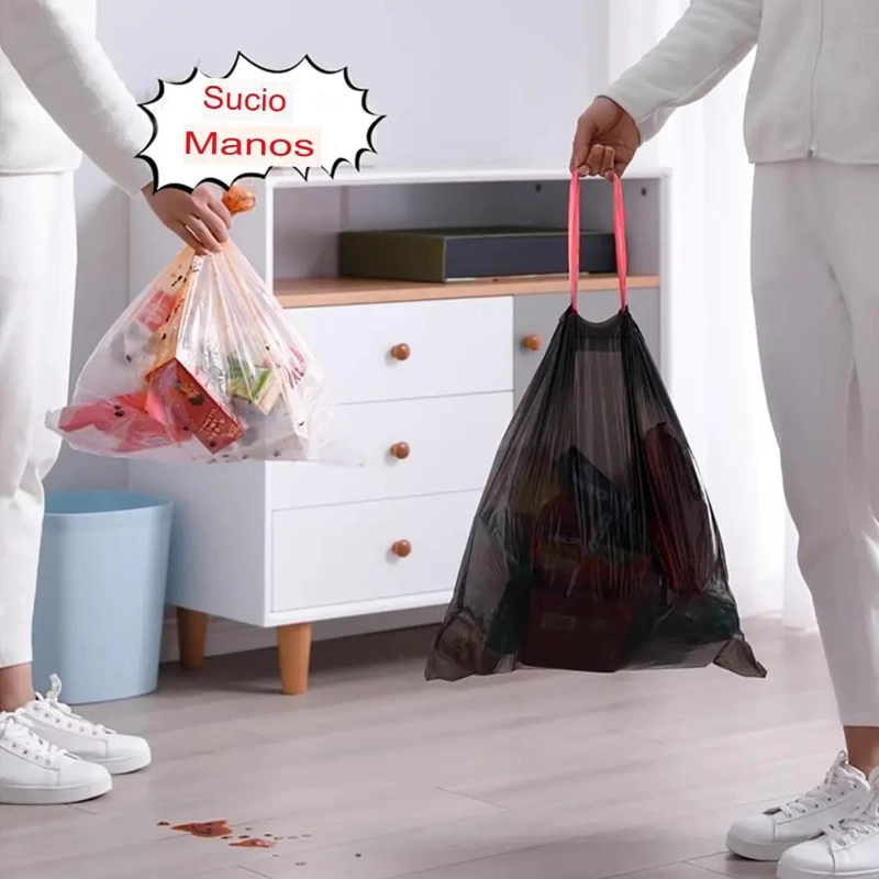 BOLSA DE BASURA PEQUEÑA CON CORDON 60X50 CM PARA HOGAR - 9