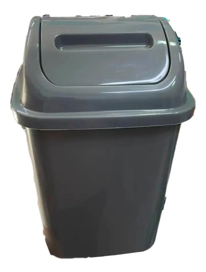BASURERO DE PLASTICO PARA OFICINA Y HOGAR EN COLOR GRIS - 1