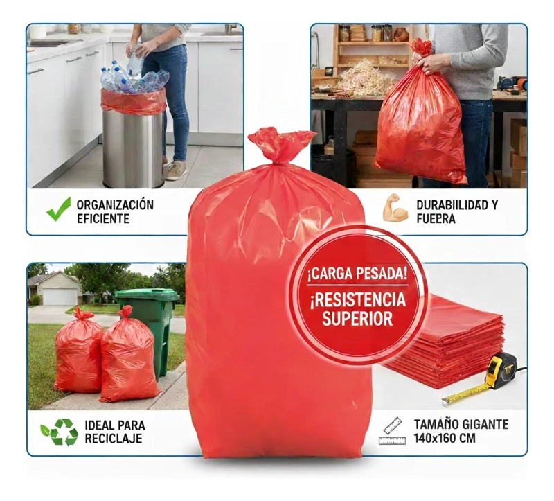 BOLSA DE BASURA ECOLOGICA 140X160 CM CARGA PESADA PACK DE 10 - 3