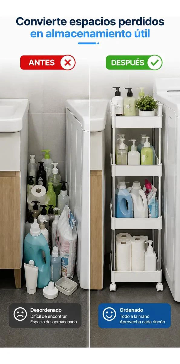 ESTANTE MULTIUSO ANGOSTO PARA BAÑO Y COCINA - 6