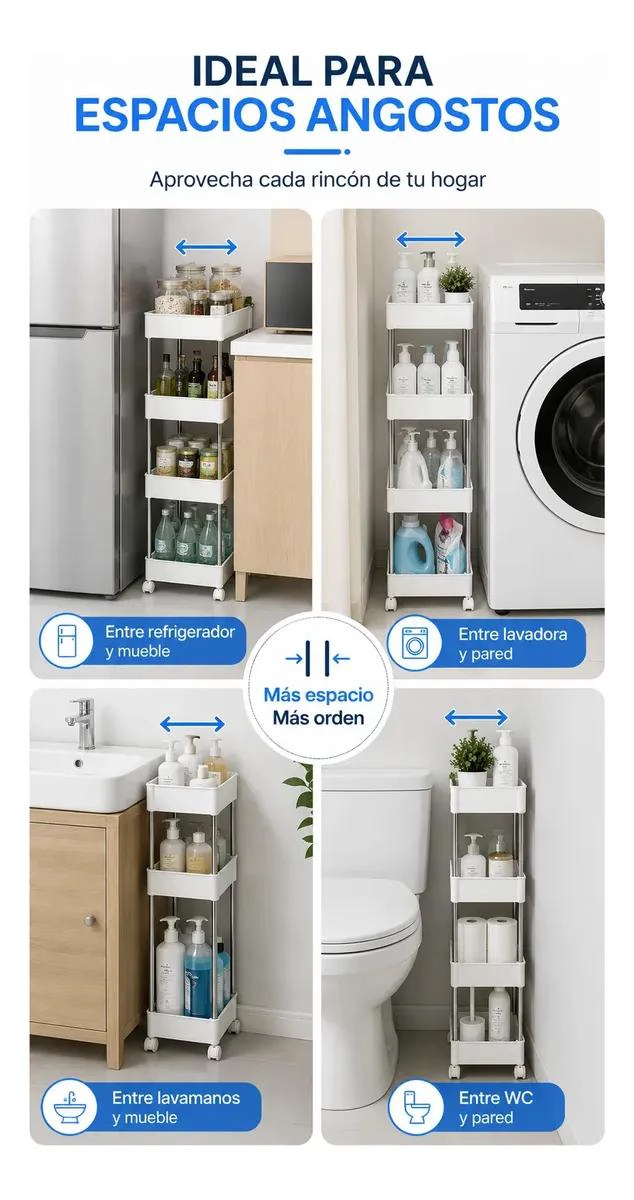 ESTANTE MULTIUSO ANGOSTO PARA BAÑO Y COCINA - 7