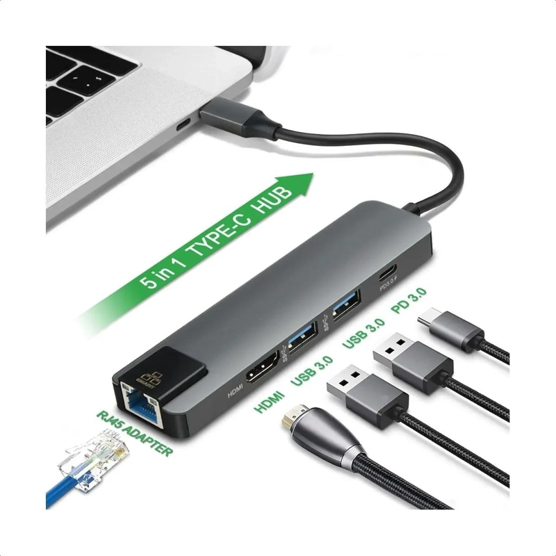 HUB USB TIPO C 5 EN 1 PARA CONEXIONES RAPIDAS - 3