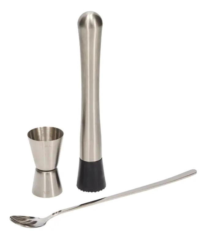 SET COMPLETO PARA PREPARAR COCTELES CON MACHACADOR, MEDIDOR Y CUCHARA - 1