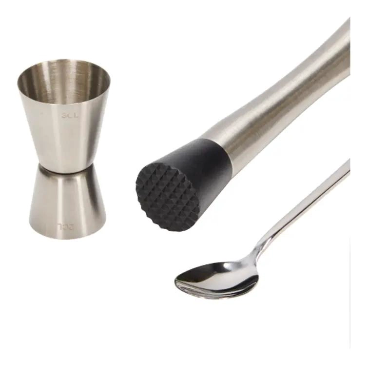 SET COMPLETO PARA PREPARAR COCTELES CON MACHACADOR, MEDIDOR Y CUCHARA - 2