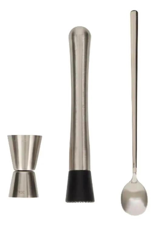 SET COMPLETO PARA PREPARAR COCTELES CON MACHACADOR, MEDIDOR Y CUCHARA - 3