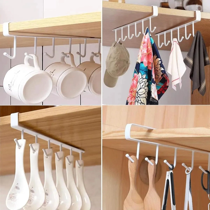 ORGANIZADOR COLGANTE DE COCINA CON 4 GANCHOS PARA VASOS - 9