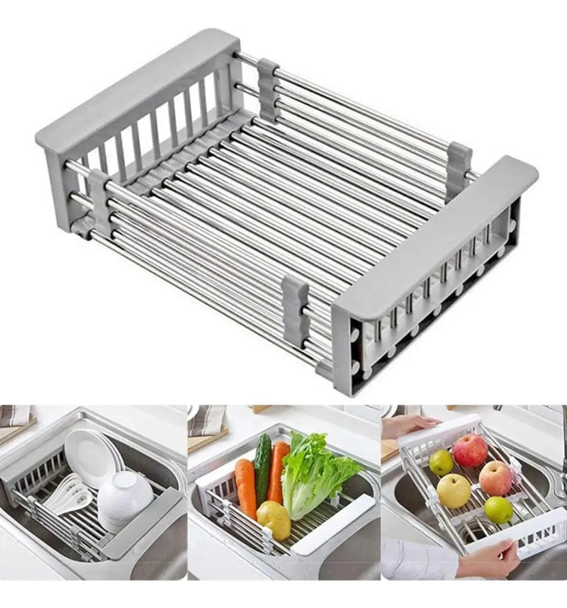 ESCURRIDOR DE PLATOS AJUSTABLE DE ACERO INOXIDABLE PARA COCINA - 1