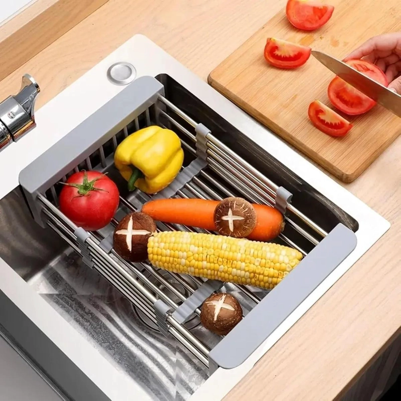 ESCURRIDOR DE PLATOS AJUSTABLE DE ACERO INOXIDABLE PARA COCINA - 2