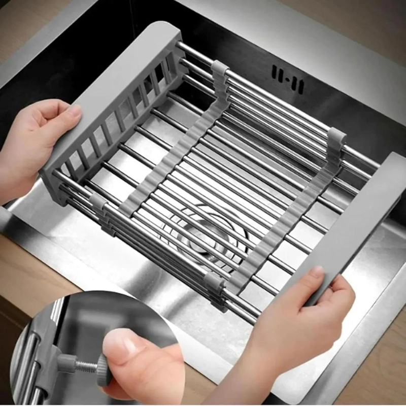 ESCURRIDOR DE PLATOS AJUSTABLE DE ACERO INOXIDABLE PARA COCINA - 3
