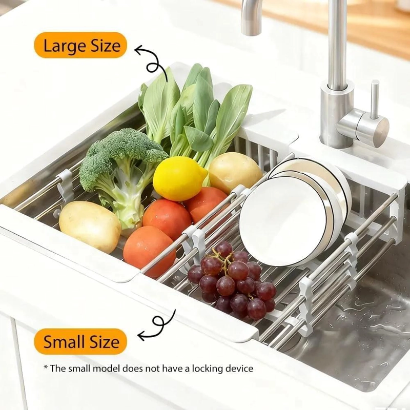 ESCURRIDOR DE PLATOS AJUSTABLE DE ACERO INOXIDABLE PARA COCINA - 4