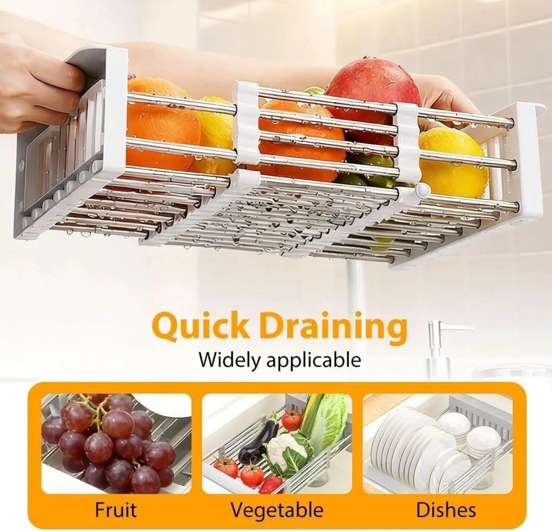 ESCURRIDOR DE PLATOS AJUSTABLE DE ACERO INOXIDABLE PARA COCINA - 5