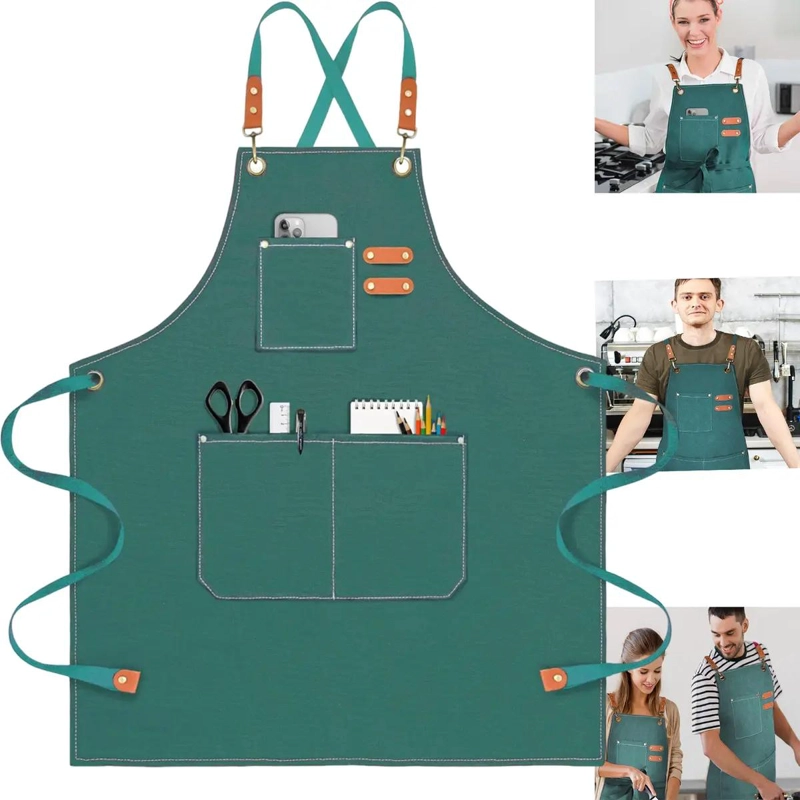 DELANTAL AJUSTABLE UNISEX DE LONA PARA COCINA Y JARDINERIA - 1