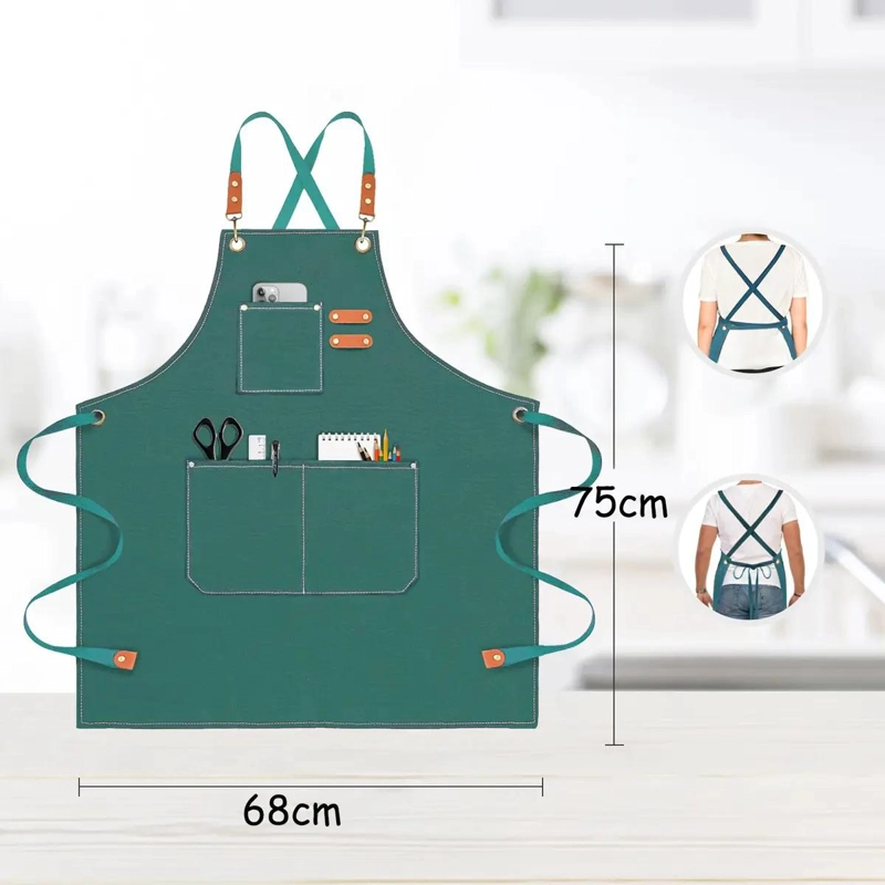 DELANTAL AJUSTABLE UNISEX DE LONA PARA COCINA Y JARDINERIA - 2