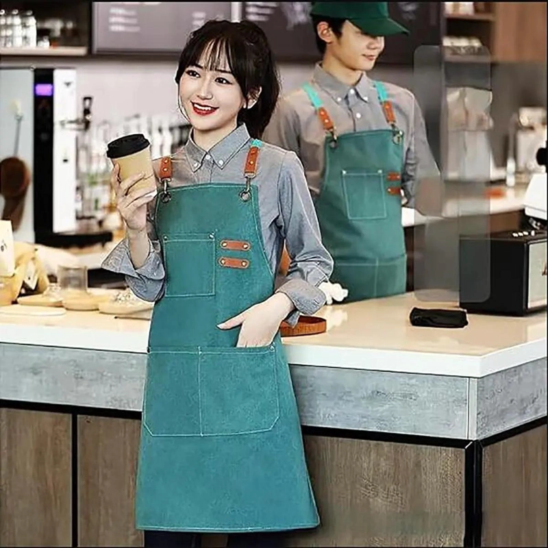 DELANTAL AJUSTABLE UNISEX DE LONA PARA COCINA Y JARDINERIA - 7