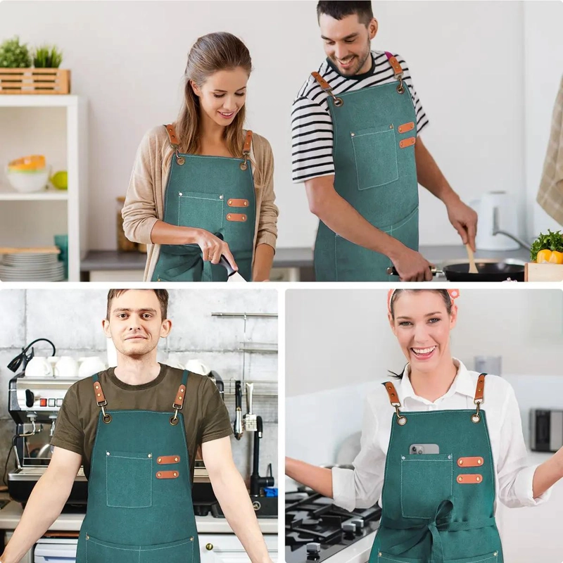 DELANTAL AJUSTABLE UNISEX DE LONA PARA COCINA Y JARDINERIA - 9