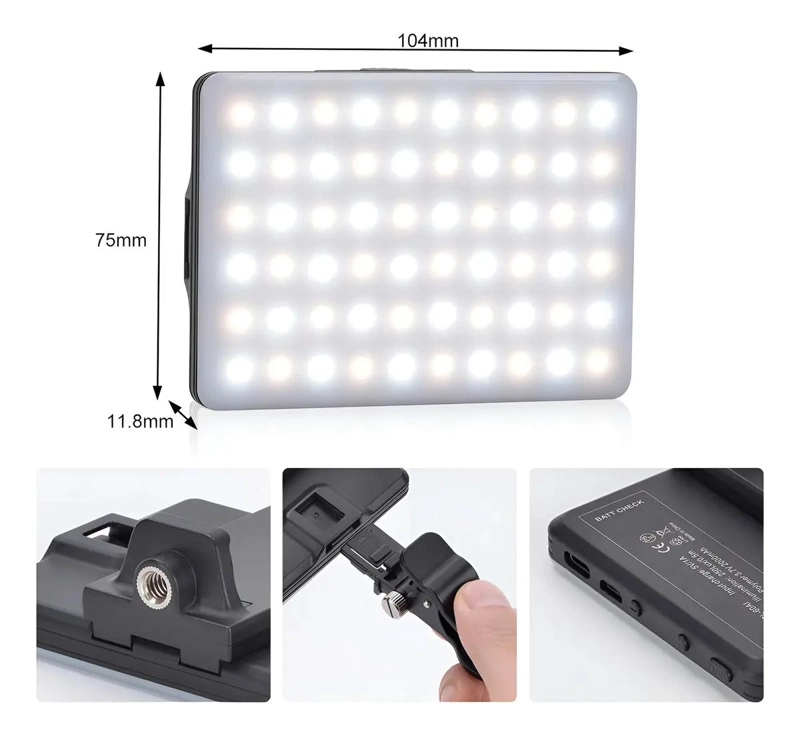 LUZ LED PORTATIL PARA SELFIES Y VIDEOS CON CLIP AJUSTABLE - 8