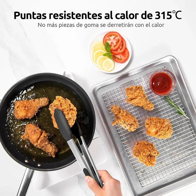 JUEGO DE PINZAS DE COCINA DE ACERO INOXIDABLE 9 Y 12 PULGADAS - 3