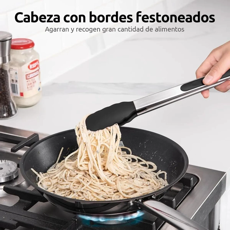 JUEGO DE PINZAS DE COCINA DE ACERO INOXIDABLE 9 Y 12 PULGADAS - 4