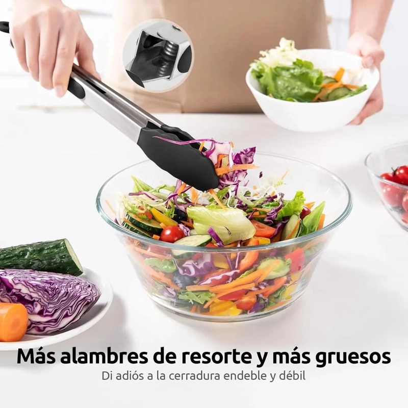 JUEGO DE PINZAS DE COCINA DE ACERO INOXIDABLE 9 Y 12 PULGADAS - 8
