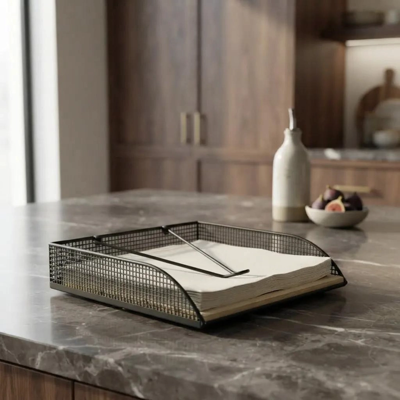 PORTA SERVILLETAS MINIMALISTA PARA MESA EN METAL O ACRILICO - 1