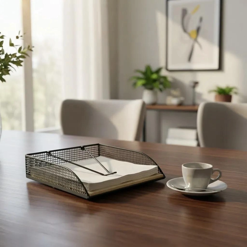 PORTA SERVILLETAS MINIMALISTA PARA MESA EN METAL O ACRILICO - 4