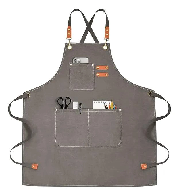 DELANTAL DE COCINA LONA IMPERMEABLE CON BOLSILLOS AJUSTABLE - 1