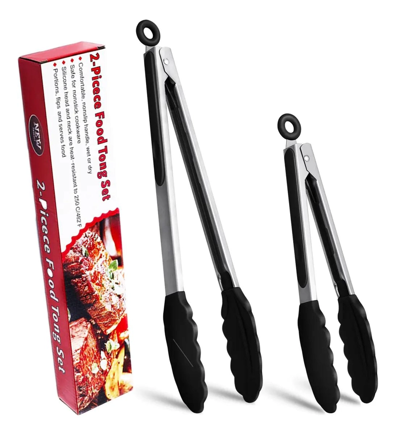 SET DE 2 PINZAS DE COCINA DE ACERO INOXIDABLE 9 Y 12 PULGADAS - 1